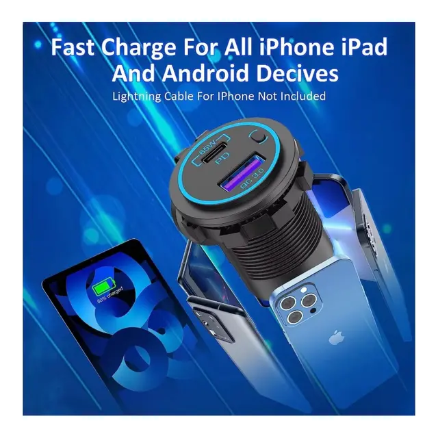POLARPLUS USB Hurtiglader A+C 83W USB-C PD: 65W og USB-A QC3.0: 18W 