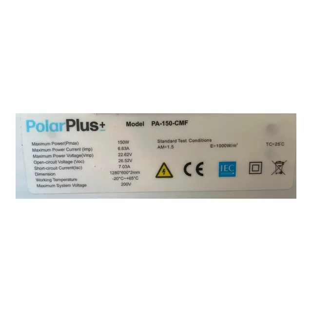 POLARPLUS 150w Fleksibelt Solpanel 60x128cm med TOPCon N-Type halvceller 