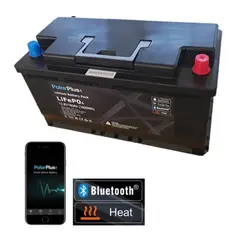 POLARPLUS 12V 100Ah Litium BMS 100a bl&#229;tann og varme, 1280Wh, 355x175x188mm