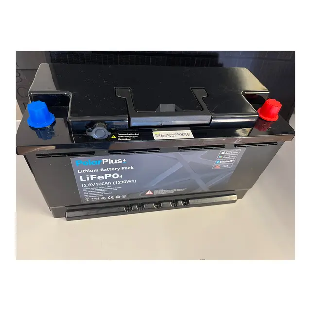 POLARPLUS 12V 100Ah Litium BMS 100a blåtann og varme, 1280Wh, 355x175x188mm 