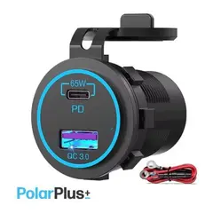 POLARPLUS USB Uttak - Hurtiglader - 83W USB-C PD: 65W og USB-A QC3.0: 18W