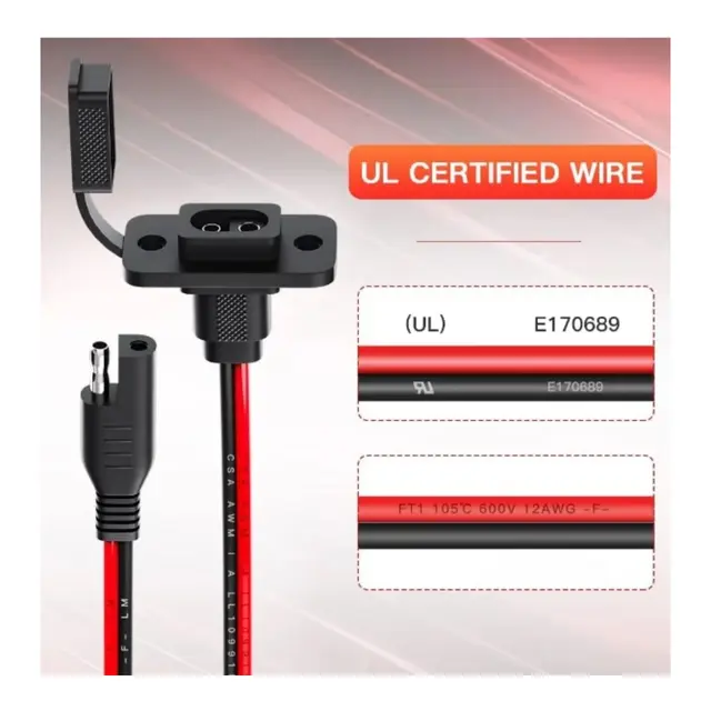POLARPLUS veggkontakt kabel rød-sort 2x 4mm²  (30cm) 
