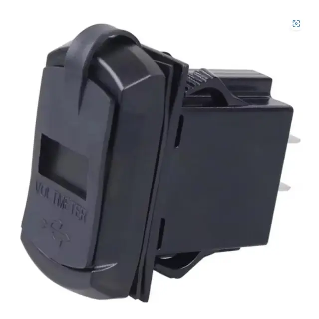 POLARPLUS 12/24v USB Uttak Hurtiglader , 24x48mm, Voltmeter med blå LED 