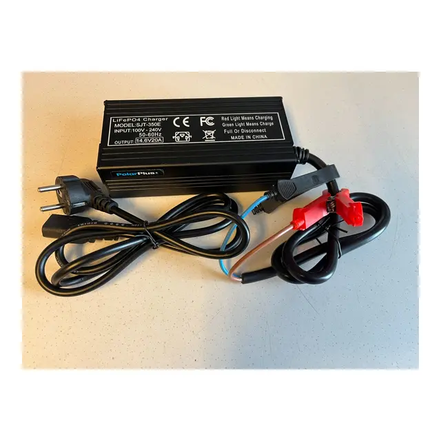 POLARPLUS 12v/20a lader for Litium kabler med krokodilleklemmer 
