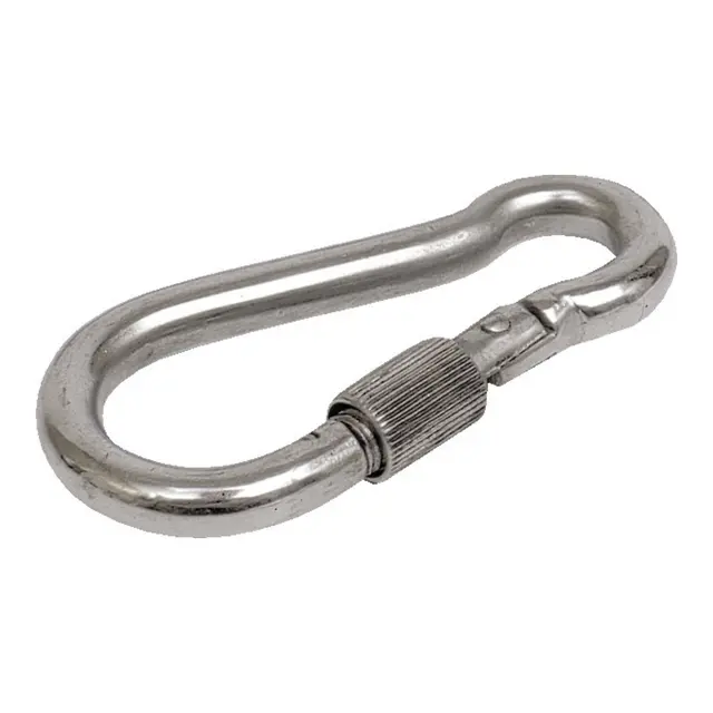 Karabinkrok med lås syrefast 316 70 mm - åpning 7,5 mm 