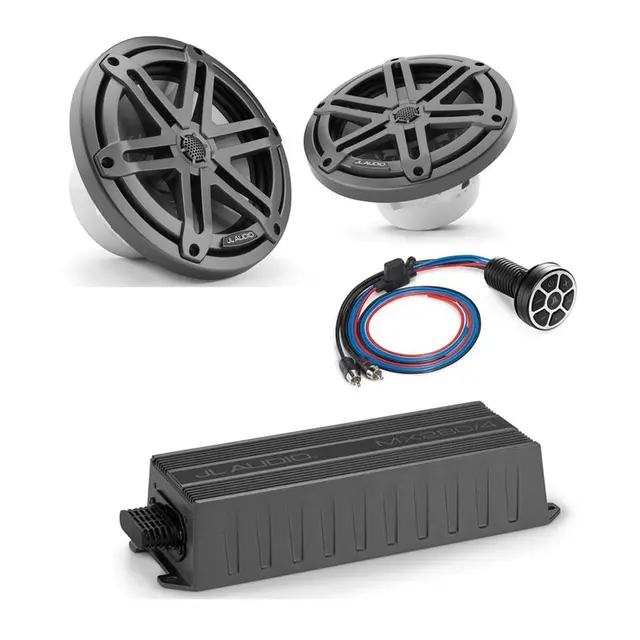 JL AUDIO Premium Marinepakke 1 7,7" Høyttalere, Forsterker, BT-spiller 