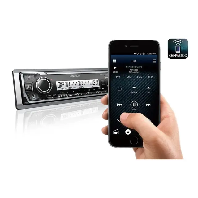 KENWOOD KMR-M508DAB - marine hovedenhet 4x50W USB AUX Blåtann 