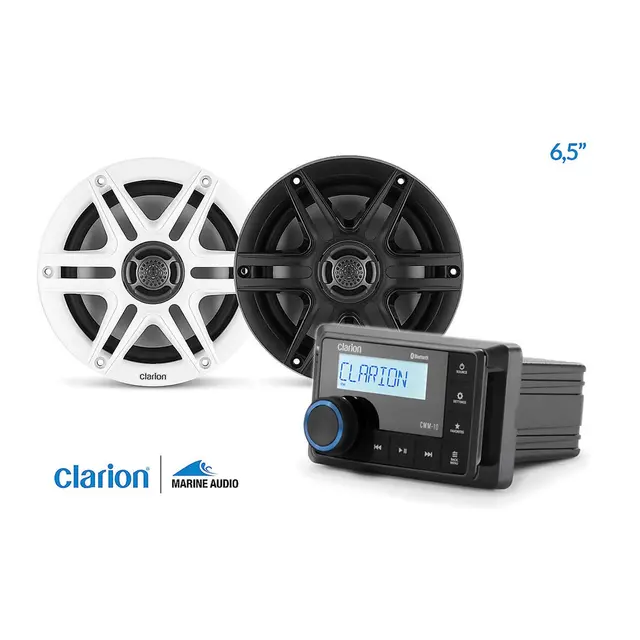 CLARION Båtstereopakke 1 Digital mediamottaker,Høyttaler,Tilbehør 