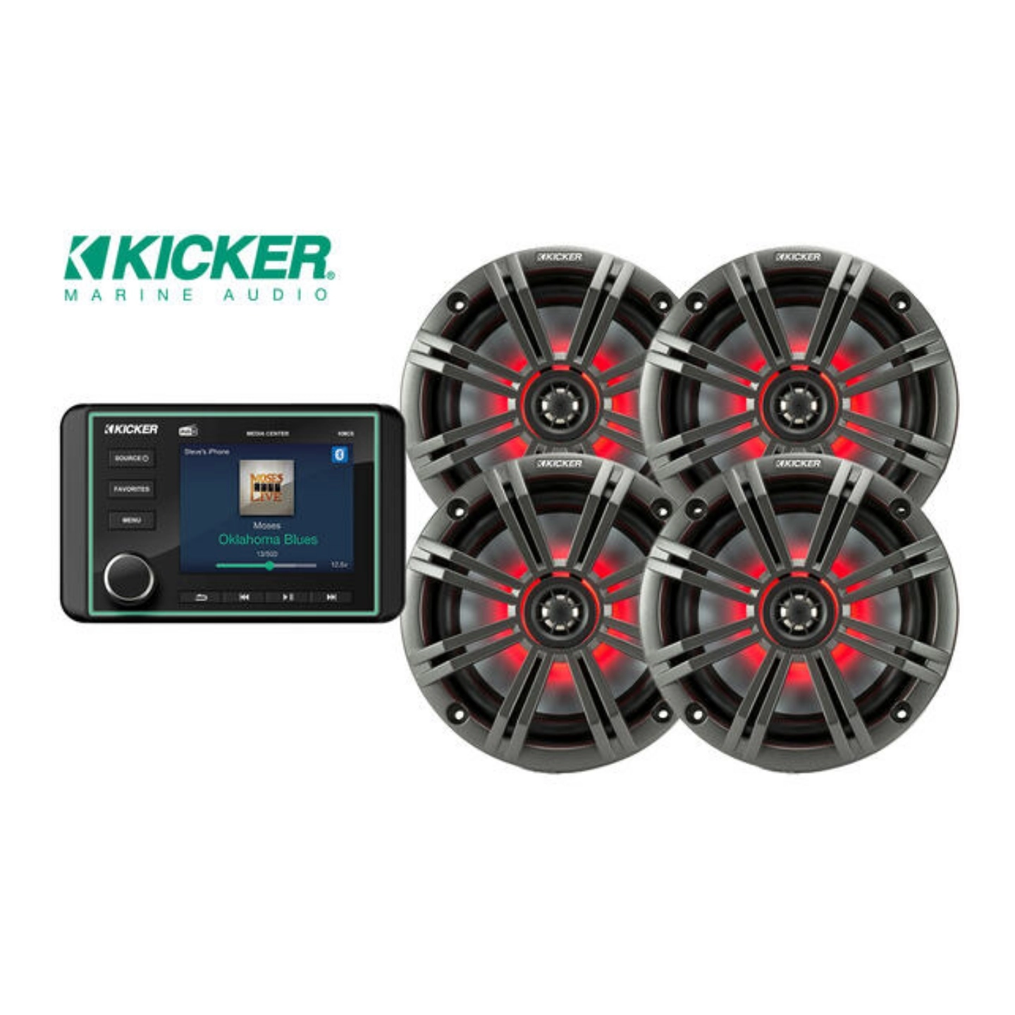 KICKER båtstereo pakke 1+4 KMC6 -KM654L - DAB+