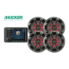 KICKER båtstereo pakke 1+4 KMC6 -KM654L - DAB+