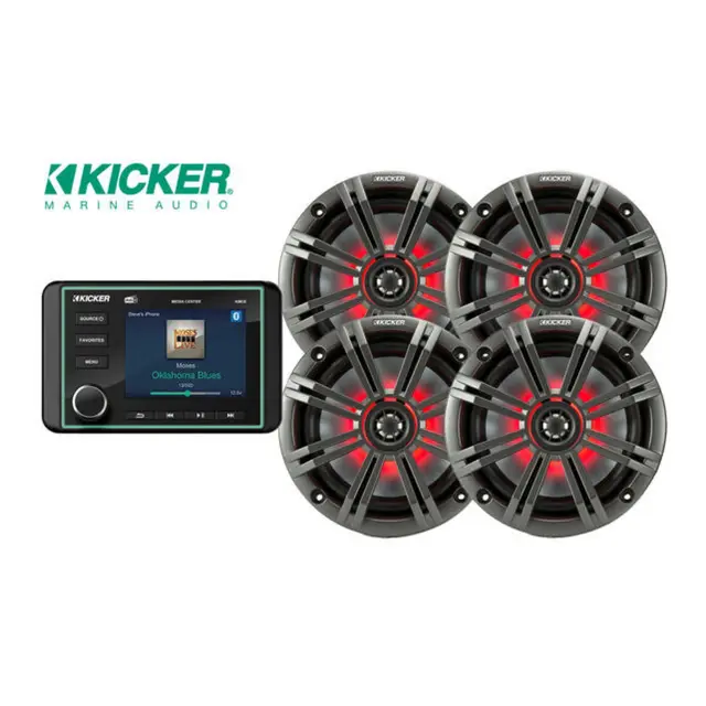 KICKER båtstereo pakke 1+4 KMC6 -KM654L - DAB+ 