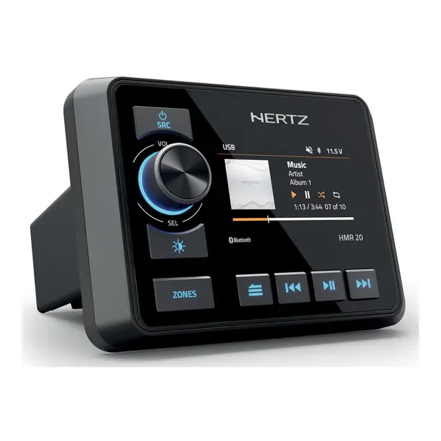 HERTZ HMR20 Marine Stereo m/DAB+/BT 100% vanntett front IP66, 4 x 50W 