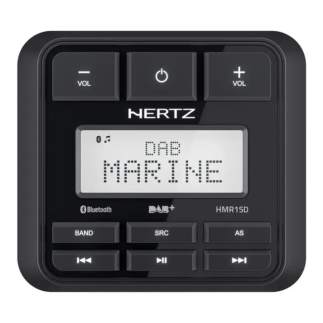HERTZ HMR15D Marine Stereo DAB+ m/BT 100% vanntett front Ip66, 4 x 50W 