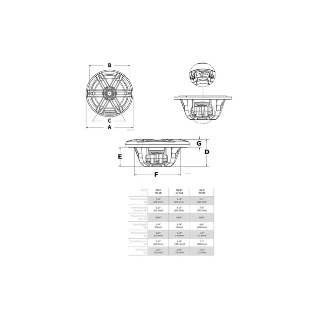 ROCKFORD FOSGATE   Marine, 6½" sort Marine 6½, 2-veis, 75/300W, LED-lys 