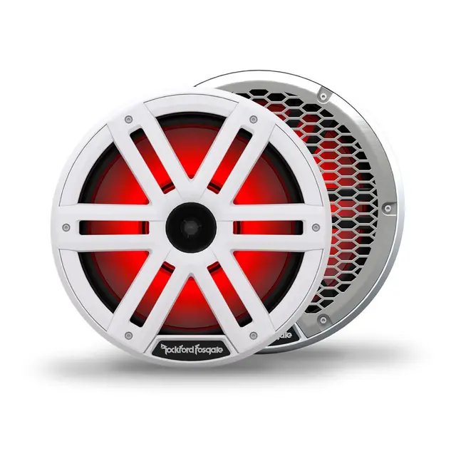 ROCKFORD FOSGATE Marine horn, 10" hvit Marine 10", 2-veis, 300/1200W, LED-lys 