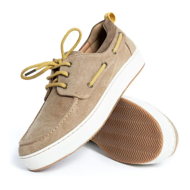 BOATBOOT Boatshoe Canvas Str. 44, Lys brun 