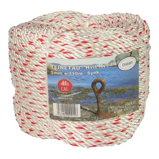 Teinetau - Hvit 5 mm - 110m - Kveil