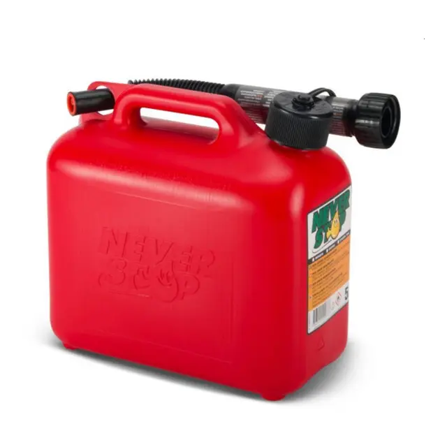 Never Stop Bensinkanne - Rød Plast - 5 Liter- Auto stop helletut 