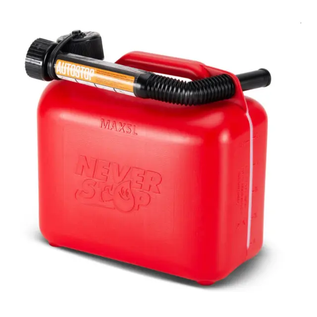Never Stop Bensinkanne - Rød Plast - 5 Liter- Auto stop helletut 