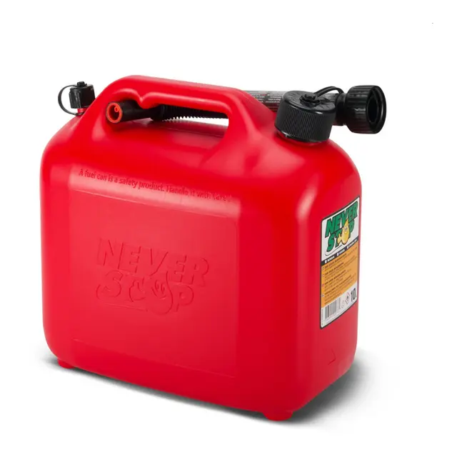 Never Stop Bensinkanne - Rød Plast - 10 Liter- Auto stop helletut 