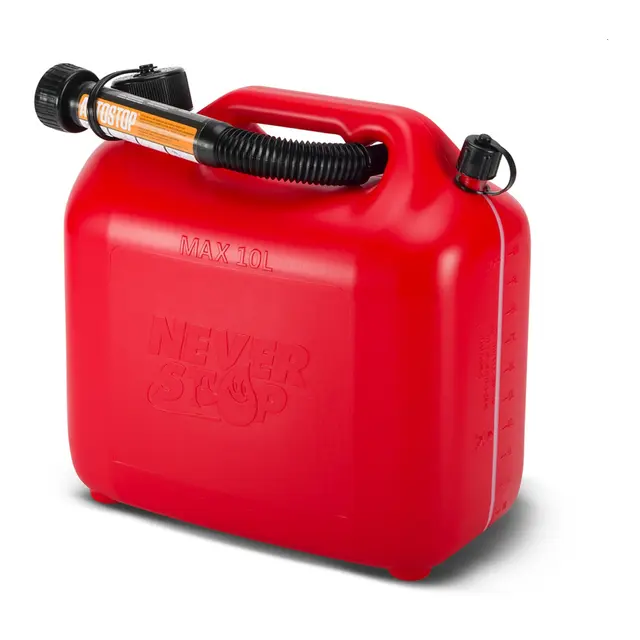 Never Stop Bensinkanne - Rød Plast - 10 Liter- Auto stop helletut 