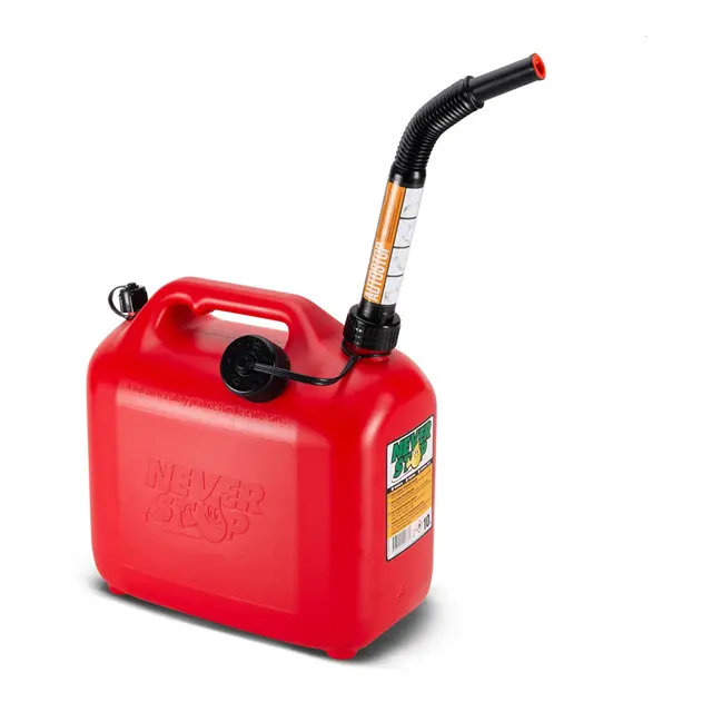 Never Stop Bensinkanne - Rød Plast - 10 Liter- Auto stop helletut 