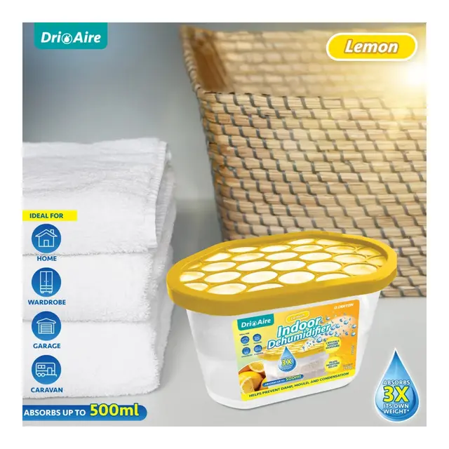 Fuktsluker boks 500ml sitrus 10x15x8cm - granulat m/sitrus duft 