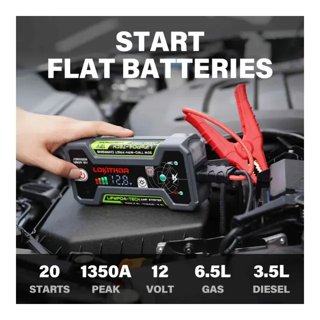 LOKITHOR Lithium Jump Starter J1350 Pro 12v 1350a 25,6Wh Startbooster/Powerbank 