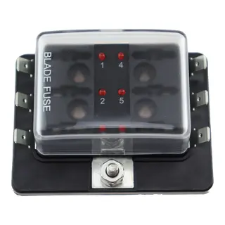 Sikringsholder for 6 flatstiftsikringer 12-24V