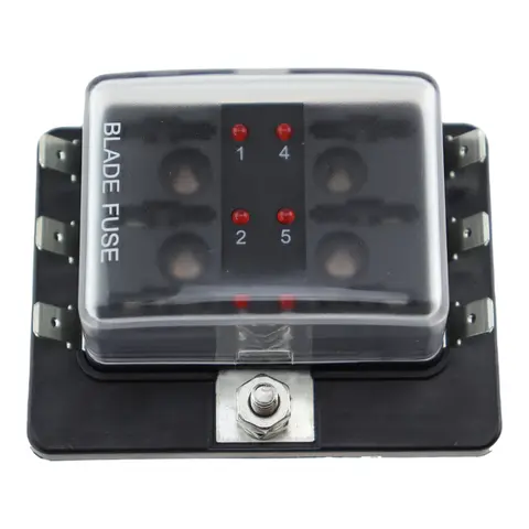 Sikringsholder for 6 flatstiftsikringer 12-24V