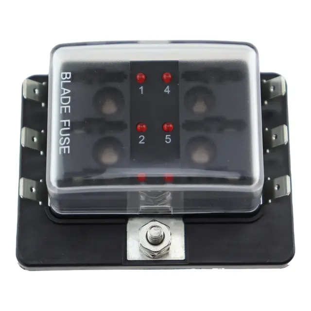 Sikringsholder for 6 flatstiftsikringer 12-24V 