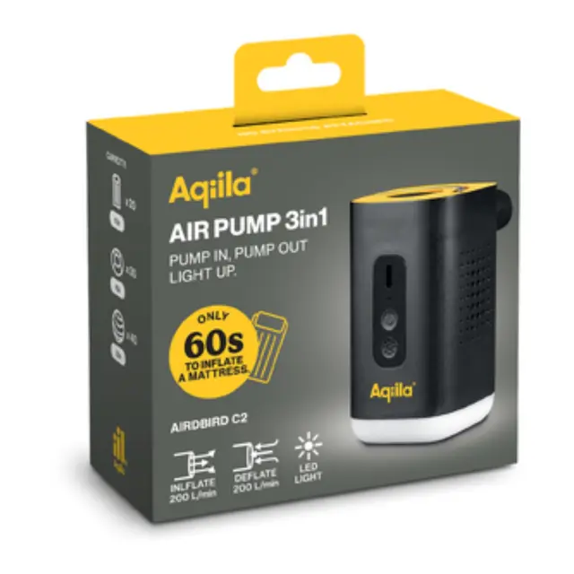 AQIILA Airbird C2 Luftpumpe Oppladbar luftpumpe med lykt 