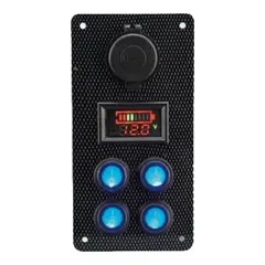 Bryterpanel m/voltmeter og USB uttak 4-veis - 160x80mm