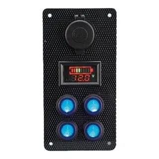 Bryterpanel m/voltmeter og USB uttak 4-veis - 160x80mm