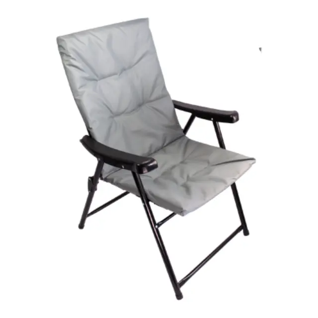 BÅL Campingstol Polstret Grå Med lav rygg - lakkert stål 