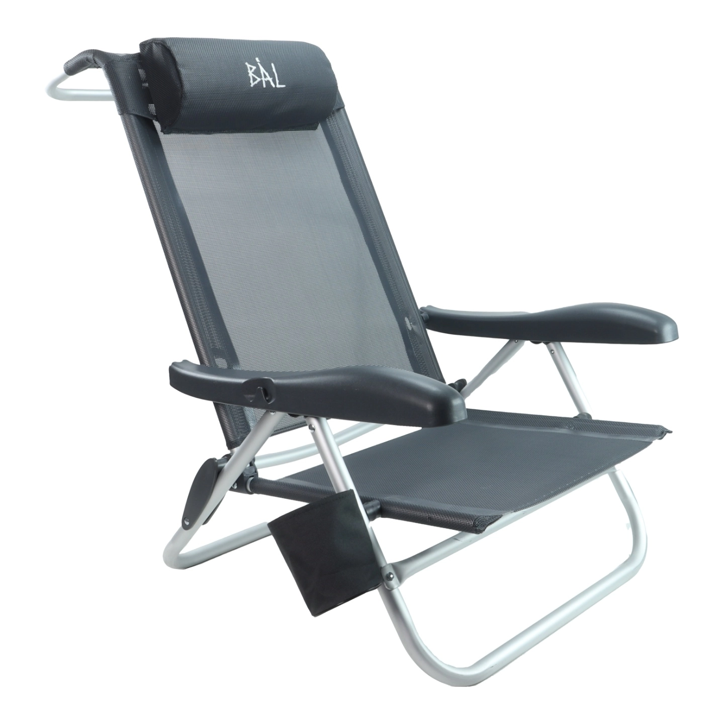 BÅL Strandstol aluminium - Mørk grå 49x63x82cm - Kompakt og justerbar