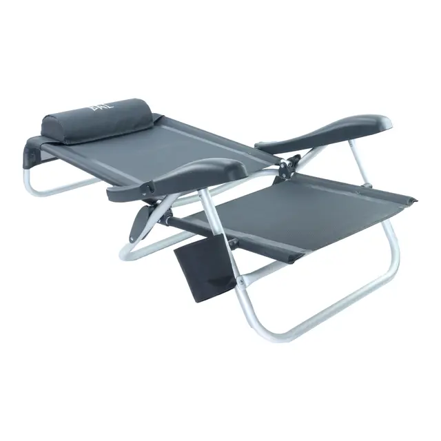 BÅL Strandstol aluminium - Mørk grå 49x63x82cm - Kompakt og justerbar 