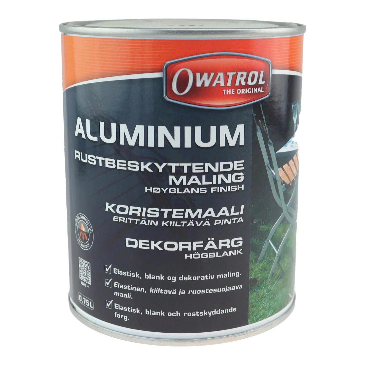 OWATROL Aluminium 0,75 lt Elastisk blank og rustbeskyttende maling