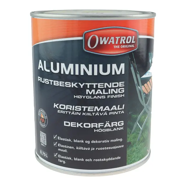 OWATROL Aluminium 0,75 lt Elastisk blank og rustbeskyttende maling 
