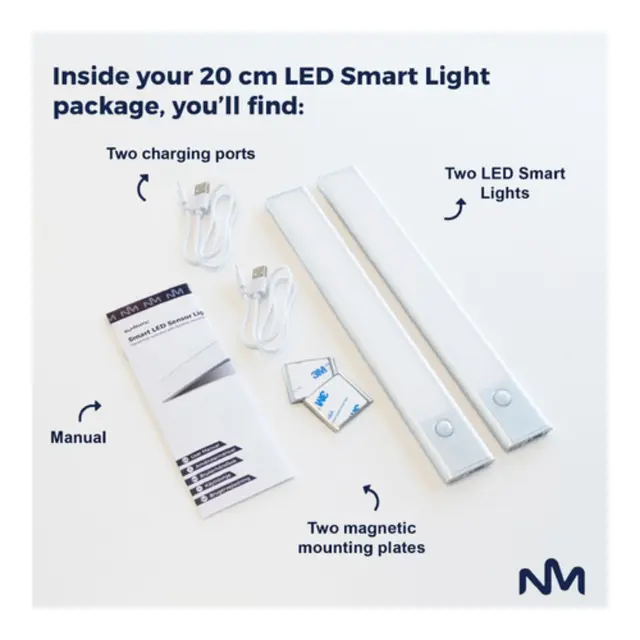 Sunmatic Sensorlampe LED 20cm 2-pk - Oppladbar - USB C 