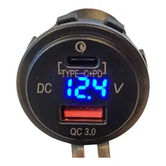 USB Uttak med USB C+ PD + QC 12/24V