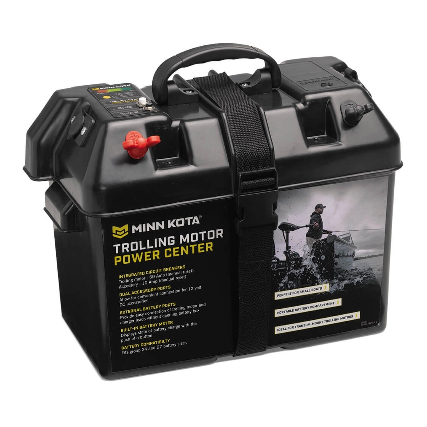 MINN KOTA Batterikasse - 43x23x35cm Med indikator - 2x 12V siggarett uttak
