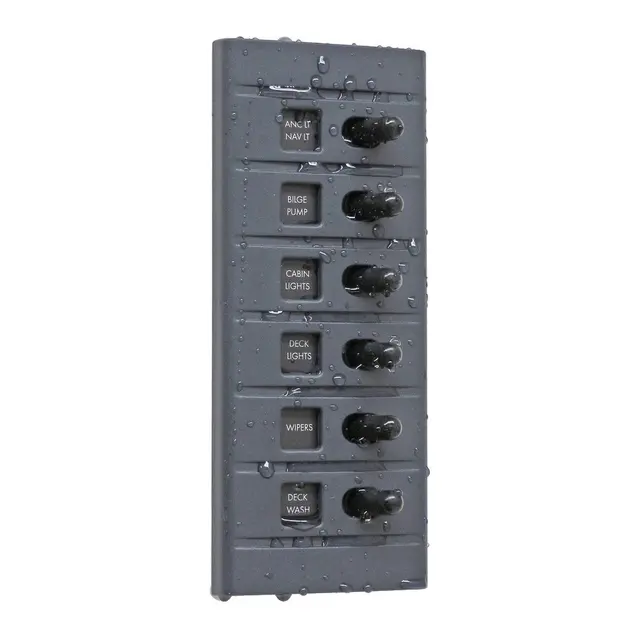 CONNEX Strømbryterpaneler Bryterpanel med 6 brytere, 6 sikringer 