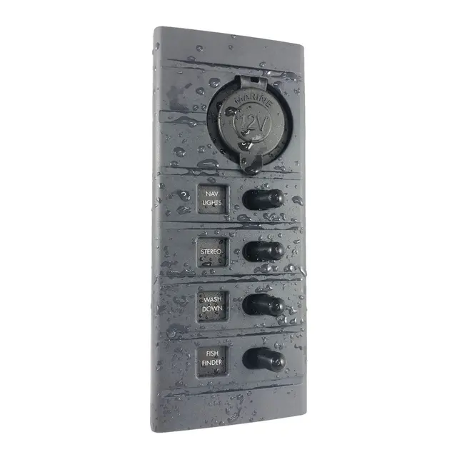 CONNEX Strømbryterpaneler - 12V uttak Bryterpanel med 4 brytere, 4 sikringer 