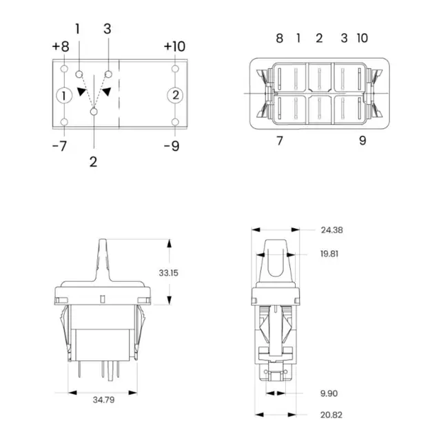 CARLING pushbutton LED 1 polet Trykknapp ON-OFF blå LED - IP67 