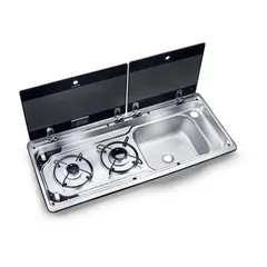 DOMETIC Koketopp og Vask MO 9722R m/2 bluss og glasslokk – 760 x 325 mm