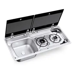 DOMETIC Koketopp og Vask MO 9722L m/2 bluss og glasslokk – 760 x 325 mm