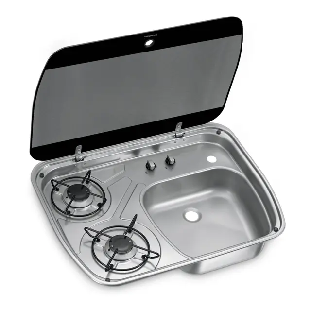 DOMETIC Koketopp og Vask HSG 2445 m/2 bluss og glasslokk, 600 x 445 mm 