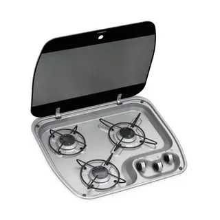 DOMETIC Koketopp HBG 3445 m/3 gassbluss og glasslokk, 520 x 445 mm