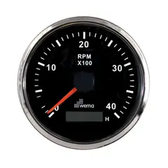 WEMA Turteller m/Timeteller 0 - 4000 rpm Silverline, Sort